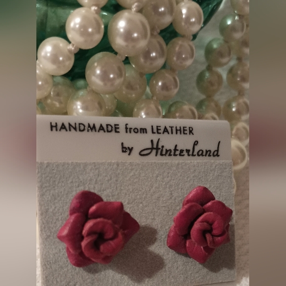 Handcrafted Leather Rose Earrings - Picture 16 of 16